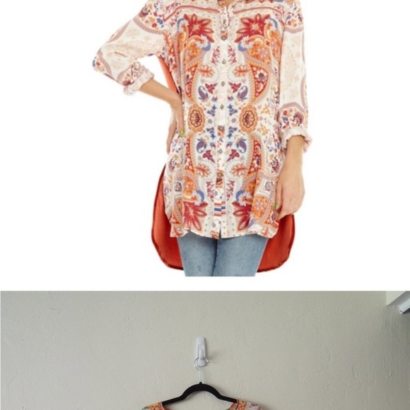 Aratta NWOT Silent Journey Burned Tulip velvet and silk embroidered tunic size S - Picture 2 of 14